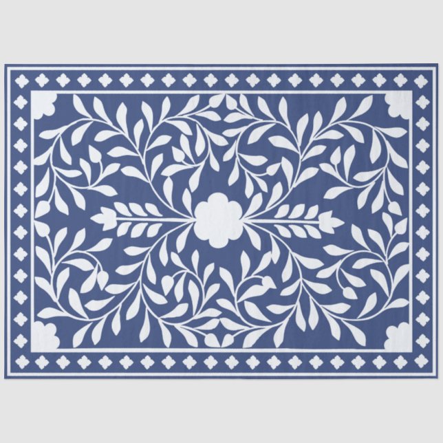 Inky Blue 2 Traditional Bone Inlay Decoupage Paper Seidenpapier (Vorderseite)