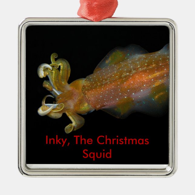 Inky, der WeihnachtsTintenfisch Ornament Aus Metall (Vorne)