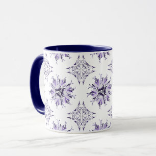 Inky Floral Coffee Tasse Lilac Lila und weiß