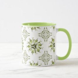Inky Floral Coffee Tasse | Schatten von Grün und W