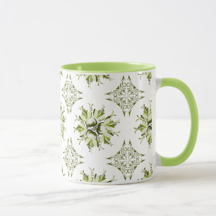 Inky Floral Coffee Tasse   Schatten von Grün und W