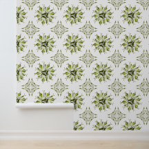 Inky Floral Wallpaper | Grün und Weiß