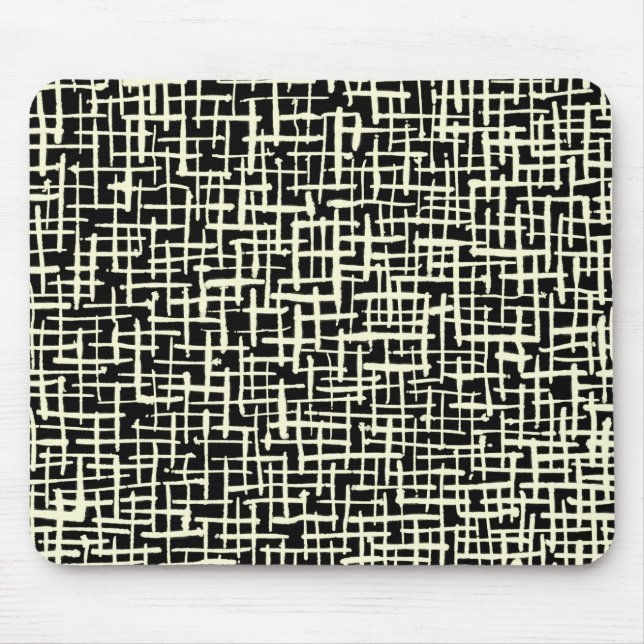 Inky Lines - Creme auf schwarz Mousepad (Vorne)