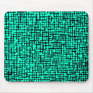 Inky Lines - Schwarz auf Türkis Mousepad