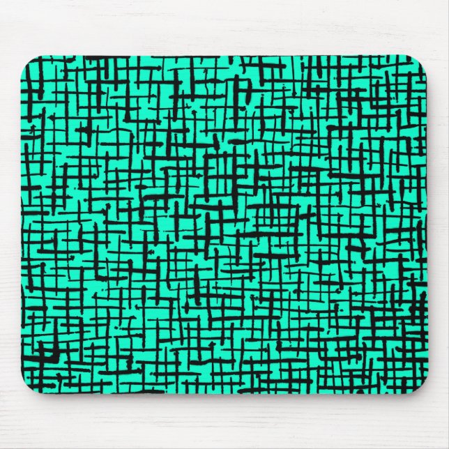 Inky Lines - Schwarz auf Türkis Mousepad (Vorne)