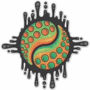 Inky Octopus Tentacle Yin Yang Symbol Aufkleber