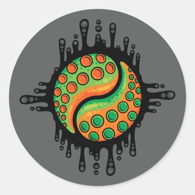 Inky Octopus Tentacle Yin Yang Symbol Runder Aufkleber (Vorderseite)