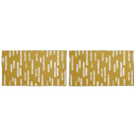 Inky Rounded Lines Muster | Altes Gold und Weiß Kissenbezug