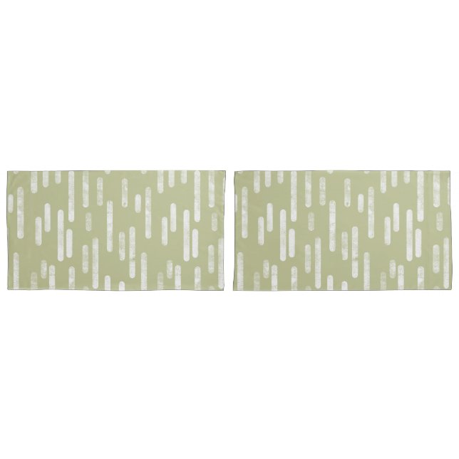 Inky Rounded Lines Muster | Blasse Pistachio/Weiß Kissenbezug (Vorderseite-Set)