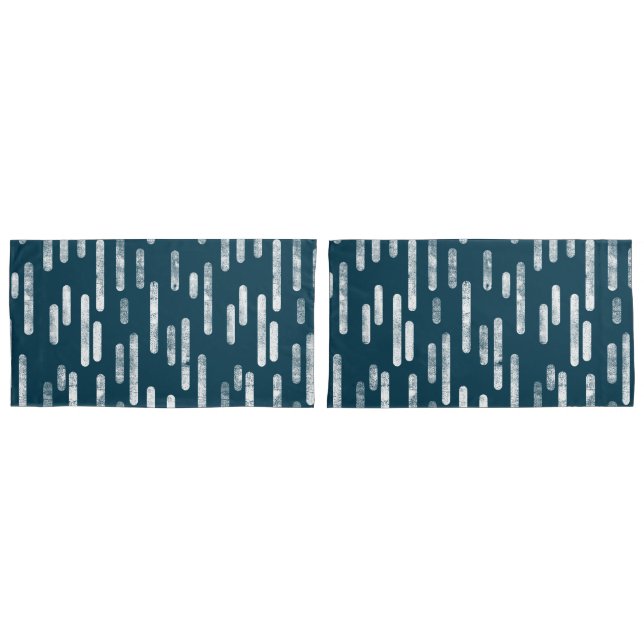 Inky Rounded Lines Muster | Dunkelblau-grün/weiß Kissenbezug (Vorderseite-Set)