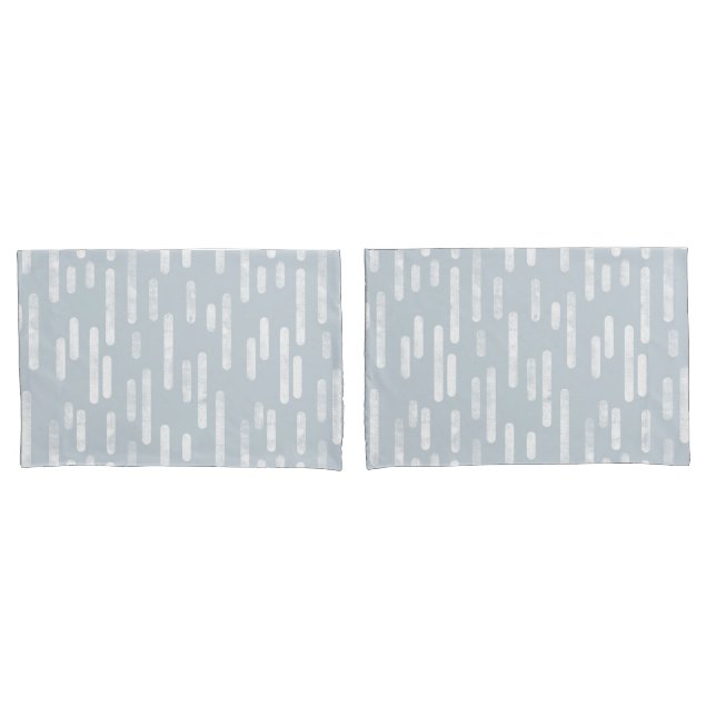 Inky Rounded Lines Muster | Dusty Blue und White Kissenbezug (Vorderseite-Set)