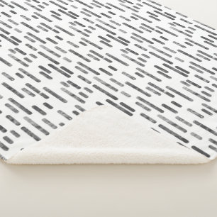 Inky Rounded Lines Muster Graphit auf Weiß Sherpadecke