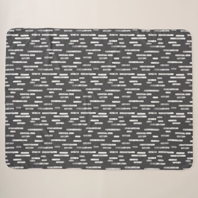 Inky Rounded Lines Muster | Weiß auf Grafit Sherpadecke (Vorderseite (Horizontal))