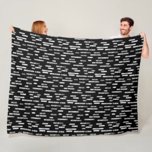 Inky Rounded Lines Muster   Weiß auf Schwarz Fleecedecke