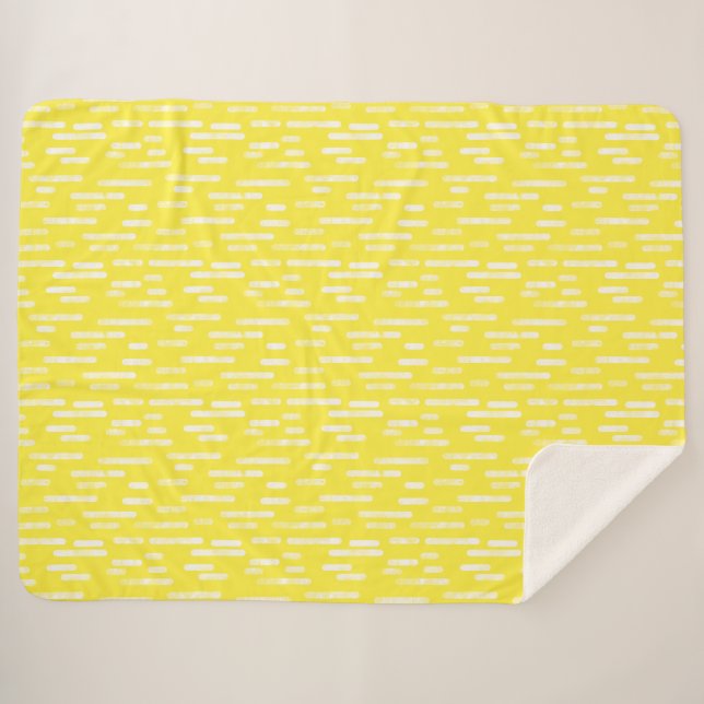 Inky Rounded Lines Muster | Weiß/hell gelb Sherpadecke (Vorderseite (Horizontal))