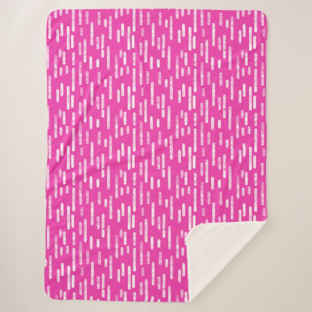 Inky Rounded Lines Muster | Weiß/hell rosa Sherpadecke (Vorderseite)