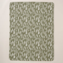 Inky Rounded Lines Muster | White on Olive Green Sherpadecke