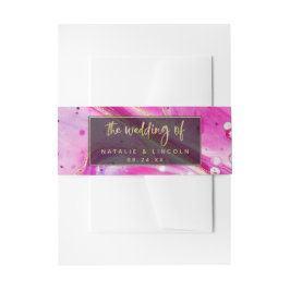 Inky Splash Rosa Marmor mit Goldfolie Hochzeitsfol Einladungsbanderole