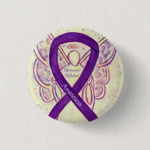 Inländische Gewalt Bewusstsein Angel Ribbon Butto Button