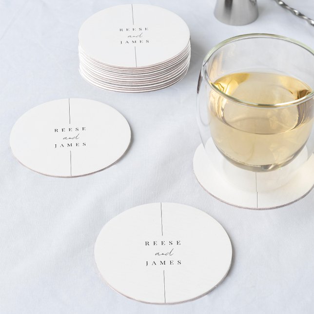 Inline | Moderne Personalisierte Hochzeit Runder Pappuntersetzer (Von Creator hochgeladen)