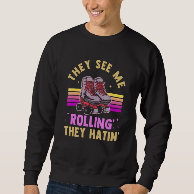 Inline Skate Rollerskating Roller Eighties Outfit  Sweatshirt (Vorderseite)
