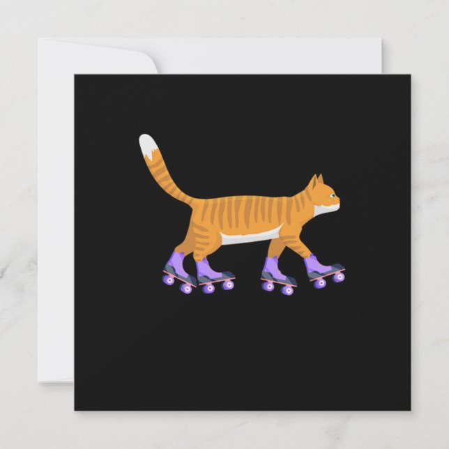 Inline Skaten Cat Kitten Rollerblading Skate Gif Einladung (Vorderseite)