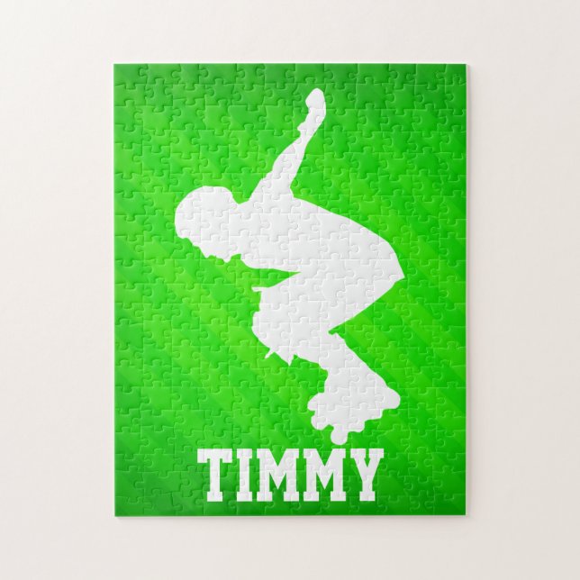 Inline-Skaten; Neon-grüne Streifen (Vertikal)