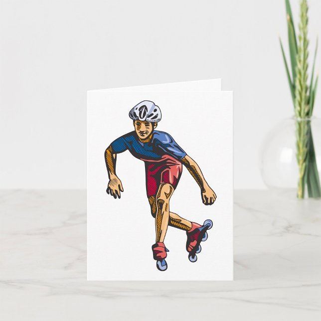 Inline Skater Cool Retro Rollerblading Karte (Von Creator hochgeladen)