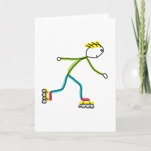 Inline Skating Stickman Karte (Vorderseite)
