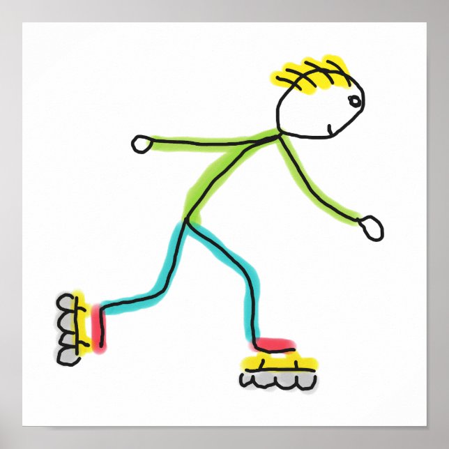 Inline Skating Stickman Poster (Vorne)