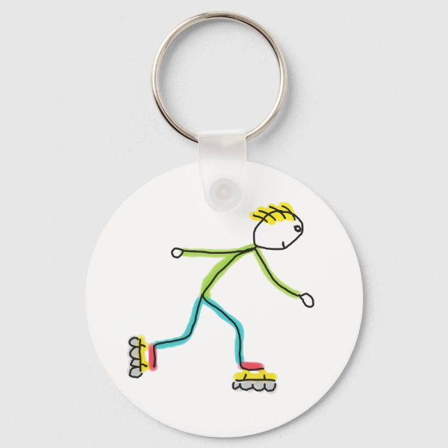 Inline Skating Stickman  Schlüsselanhänger (Vorderseite)