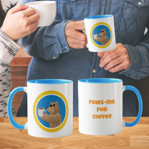 Innehalten für Kaffee Süßer Bär Morgen Kaffee Wort Tasse