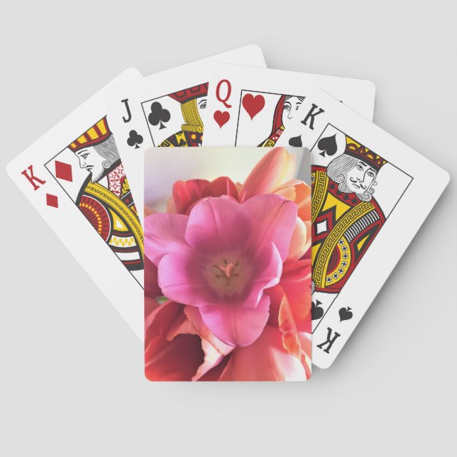 Innen einer rosa Tulip Spielkarten (Rückseite)