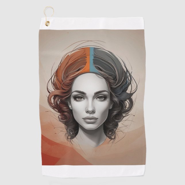 innen heraus lebendiges Mädchen Golfhandtuch (Vorderseite)