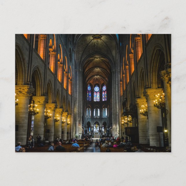 Innen Kathedrale Sunset Notre Dame Kathedrale Pari Postkarte (Vorderseite)
