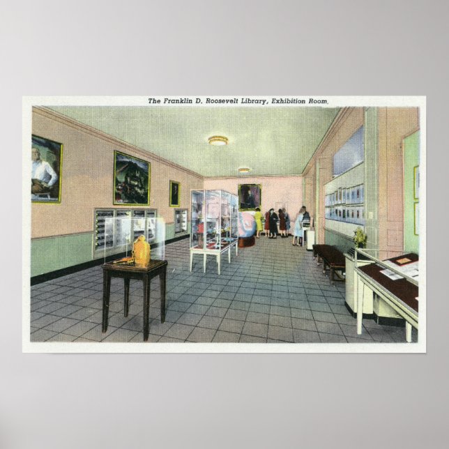 Innenansicht der FDR-Bibliothek, Ausstellung Poster (Vorne)
