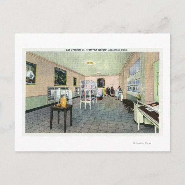 Innenansicht der FDR-Bibliothek, Ausstellung Postkarte (Vorderseite)