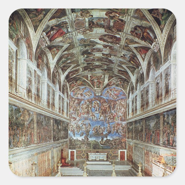 Innenansicht der Sixtinischen Kapelle Quadratischer Aufkleber (Vorderseite)
