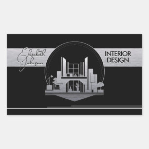 Innenarchitektur oder Architekten-Logo Schwarz und Rechteckiger Aufkleber