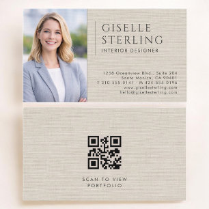 Innenausstatter Leinen Foto QR Code Visitenkarte