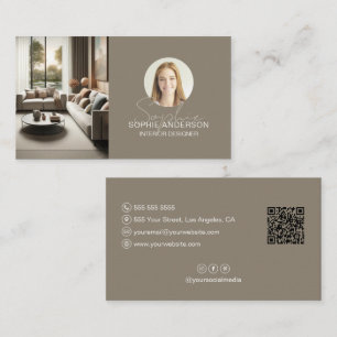 Innenausstatter Skript Name Foto QR Taupe Visitenkarte