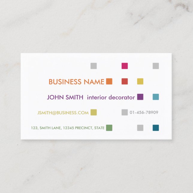 Innendekorator Business Card Helle Plätze Visitenkarte (Vorderseite)