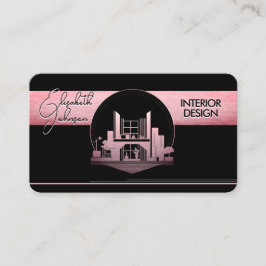 Innendesign oder Architektenlogo Schwarz und Rose Visitenkarte