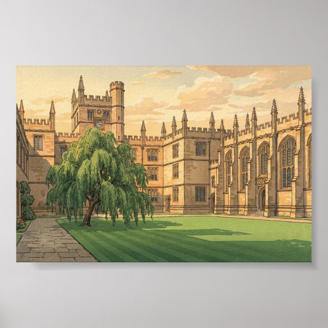Innenhof der Universität Oxford Poster (Vorne)