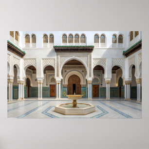 Innenhof eines marokkanischen Palastes mit Brunnen Poster