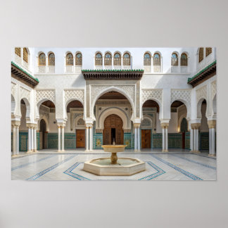 Innenhof eines marokkanischen Palastes mit Brunnen Poster