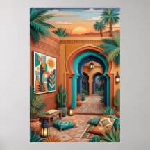 Innenhof-Sonnenuntergang-Kunst - Boho Türkis Bögen
