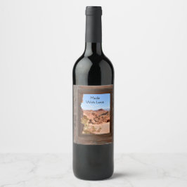 Innenkabine mit Aussicht auf das Feuertal Weinetikett