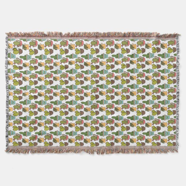 Innenkaktus u. Succulents im Topf-Muster Decke (Vorderseite)