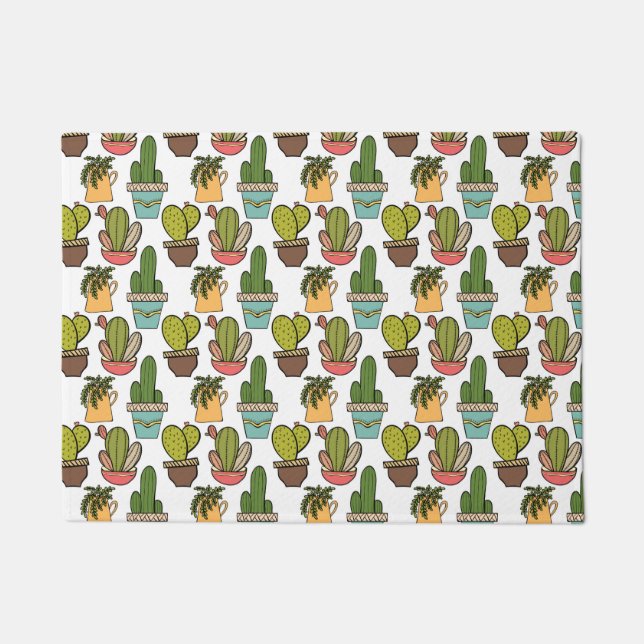 Innenkaktus u. Succulents im Topf-Muster Fußmatte (Vorderseite)
